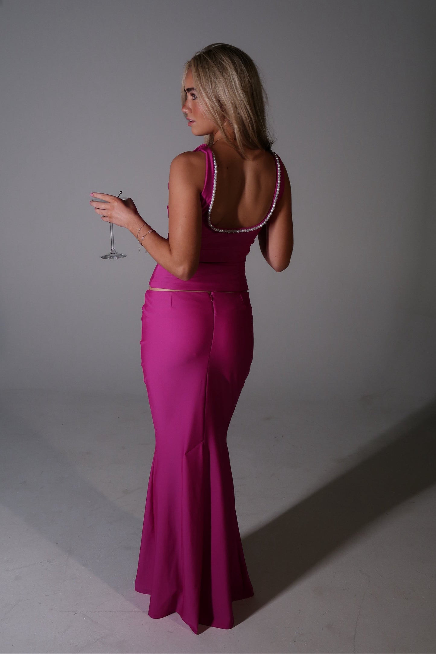 Hepburn Pearl Top & Maxi Skirt Set – Fantasia Pink